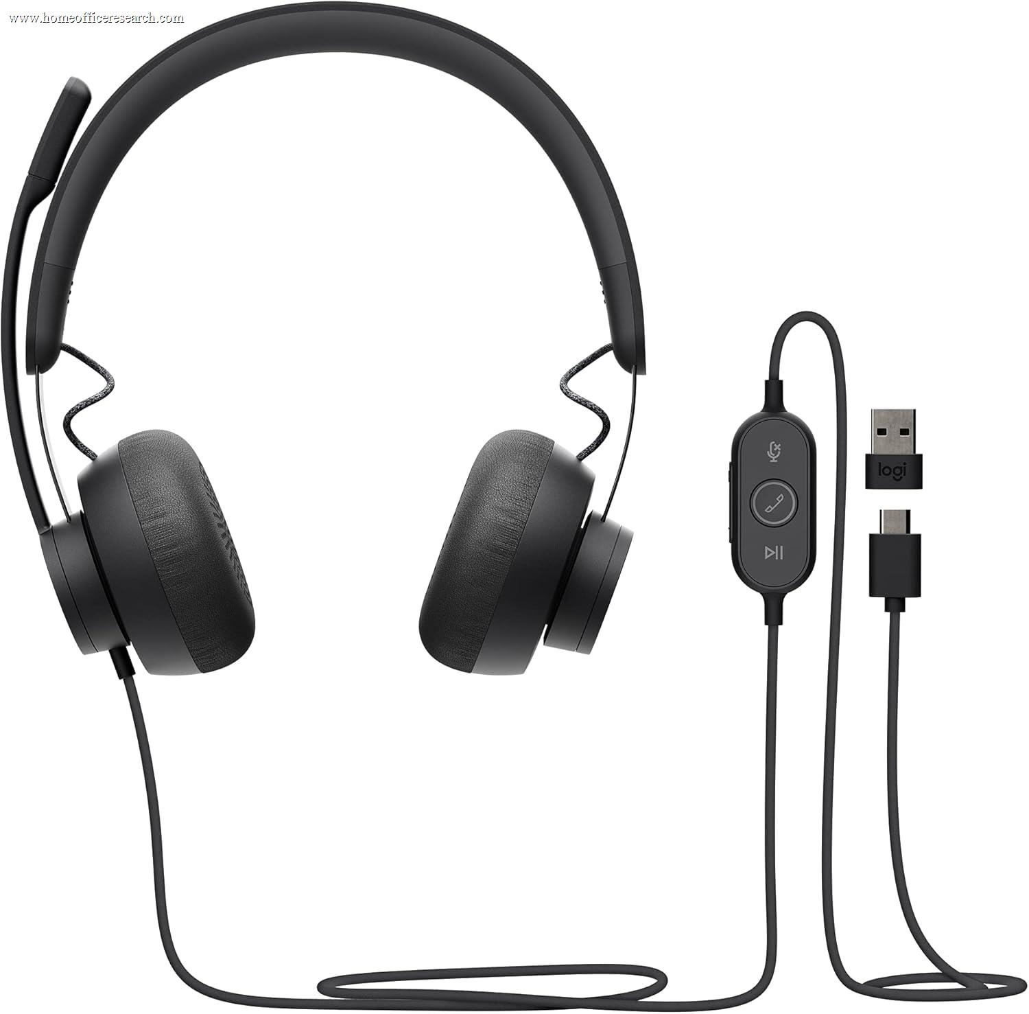 Logitech Zone Wired USB headset with dual noise-cancelling mic boom