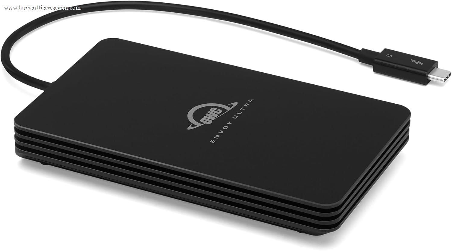 OWC Envoy Ultra Thunderbolt 5 portable SSD, IP67 rugged aluminum with built-in cable